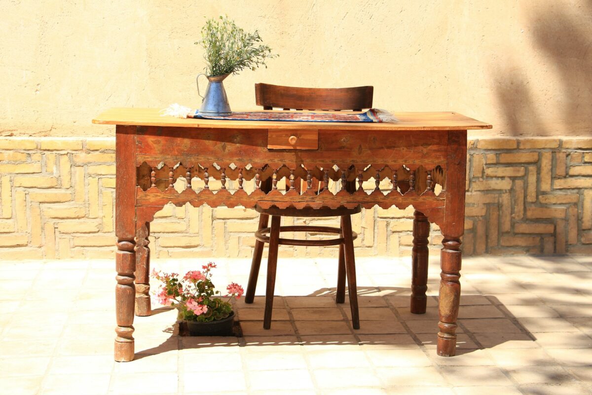 Brown wooden desk