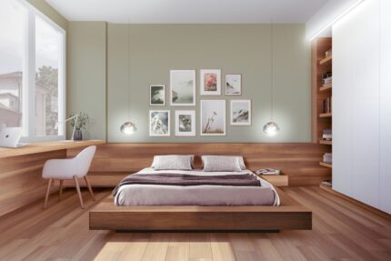 Platform King Bed with Panel Headboard — Modern hotel furniture by Otelia